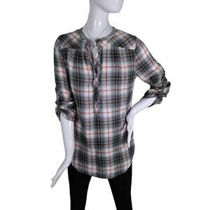 Soft Surroundings plaid button up tunic XS
